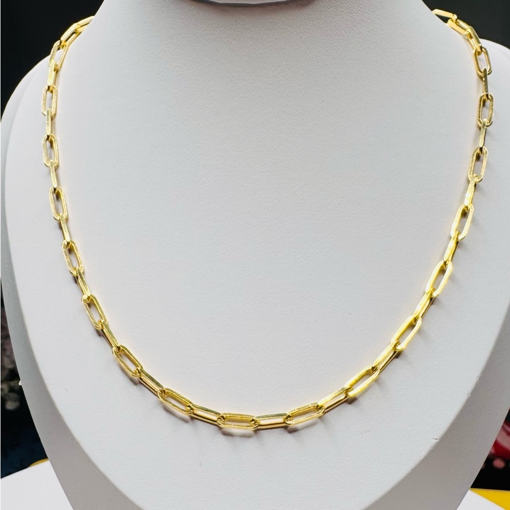18K Gold Paperclip Chain & Sterling Sliver Base Necklace